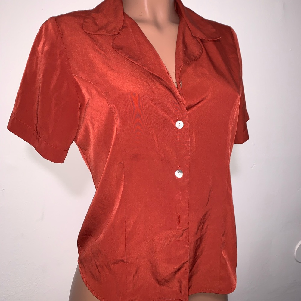 Rust vintage short sleeve blouse